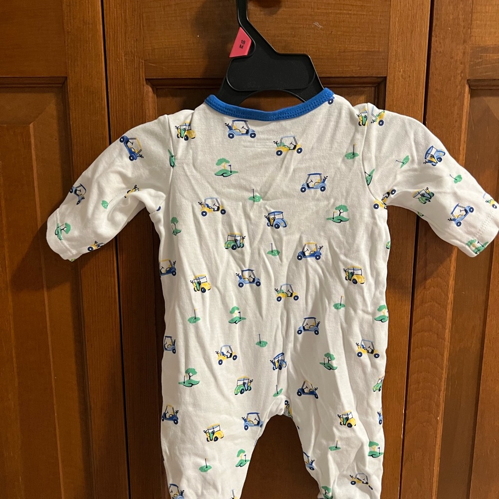 Little Me White and Blue Footie with Golf Cart Print - Picture 4 of 4